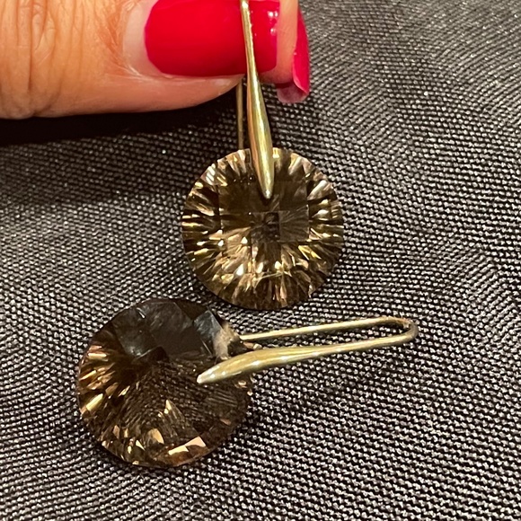 Crystal Gold Dangle Earrings - Picture 1 of 10